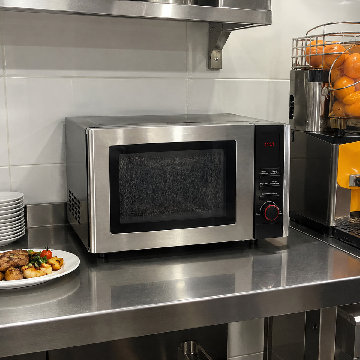 Microondas con grill de 23 litros en cocina