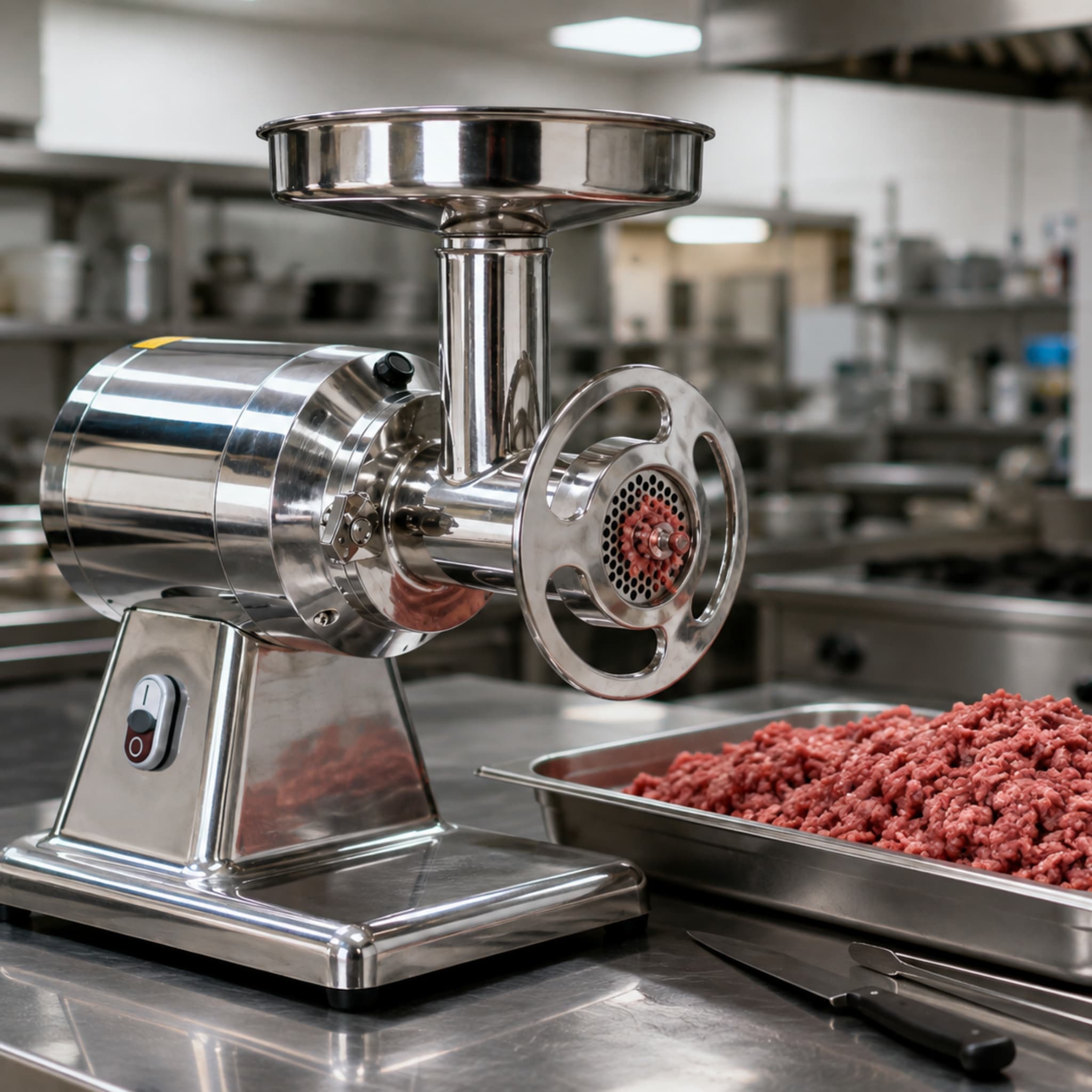 Picadora de carne en cocina